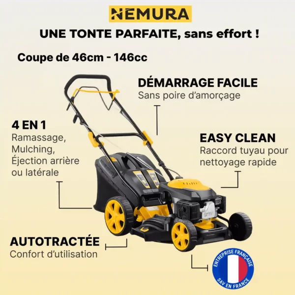 Tondeuse thermique autotractée 146cm3 - Coupe 46cm - Démarrage "Auto Choke" – Image 2
