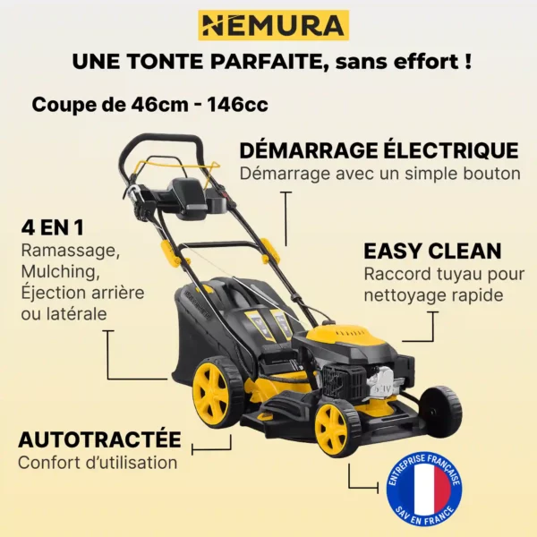 Tondeuse thermique tractée 146cm3 - Coupe 46cm - Démarrage Électrique – Image 2